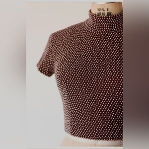 Vintage 1980s Victoria Royal CHOCOLATE Pearl Beaded Cropped Top